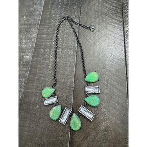 Simply Vera Vera Wang Simulated Green Opal Statement Necklace Gunmetal Rolo chai